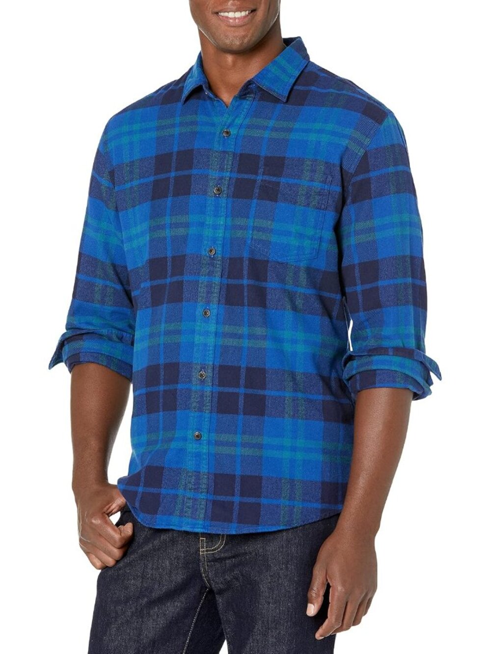 Men's Regular Fit Long-Sleeve Flannel Shirt, Soft Brushed Cotton, Lightweight ye